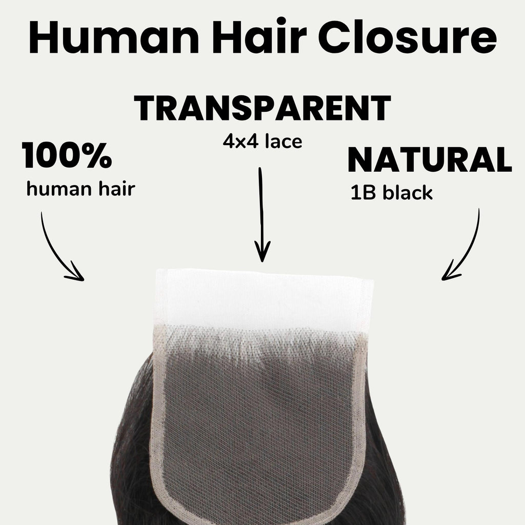 Brazilian Body Wave 4x4 Transparent Lace Human Hair Closure - Private Label