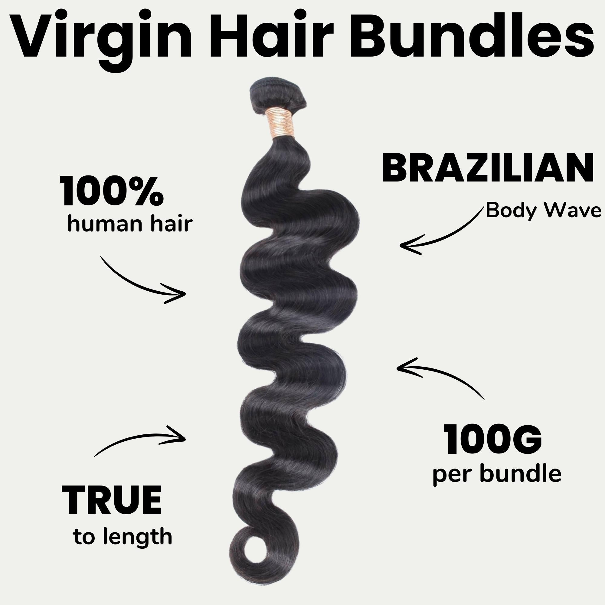 Brazilian Body Wave 100% Human Hair Bundles - Private Label