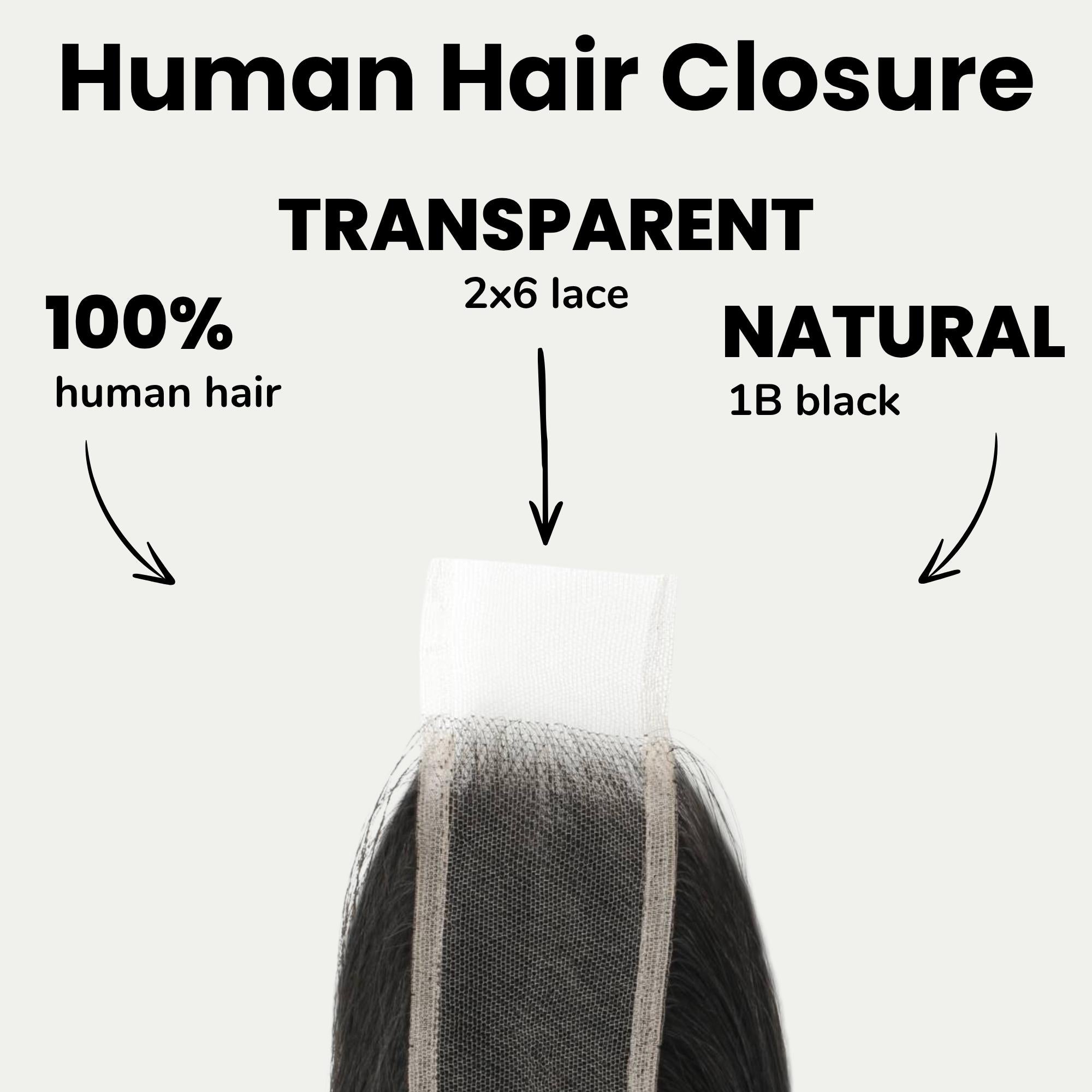 Brazilian Silky Straight 2x6 Transparent Lace Human Hair Closure - Private Label