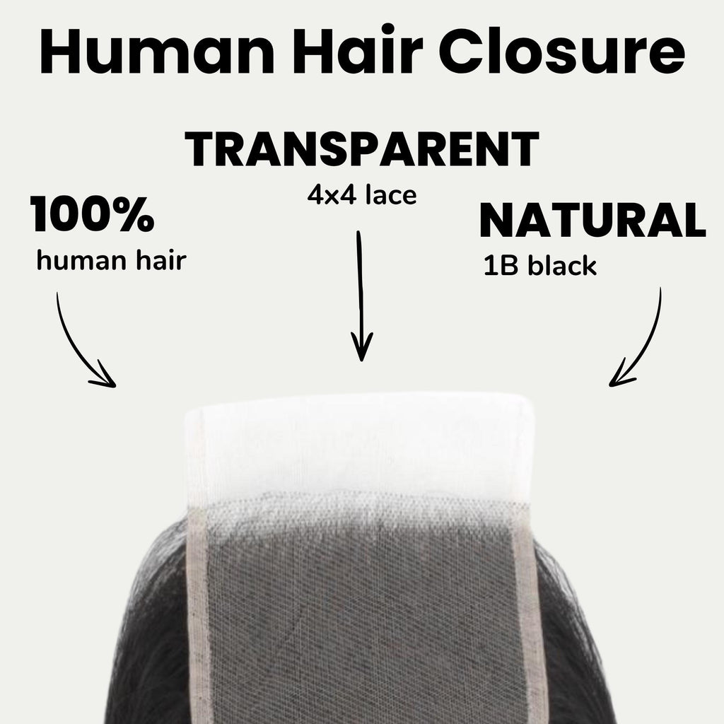 Brazilian Silky Straight 4x4 Transparent Lace Human Hair Closure - Private Label