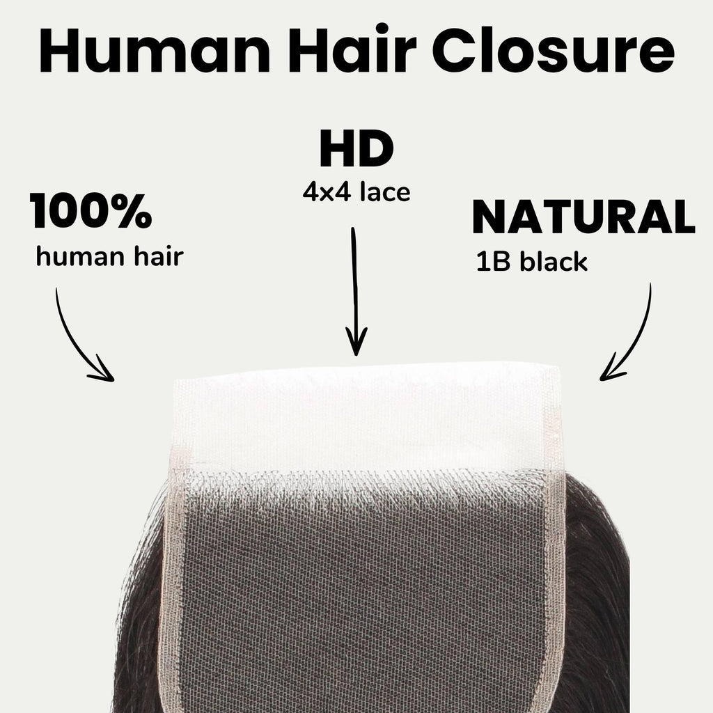 Brazilian Straight 4x4 HD Lace 100% Human Hair Closure - Private Label