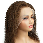 Brown Kinky Curly 13x4 Transparent Lace Front Wig - Private Label