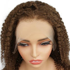 Brown Kinky Curly 13x4 Transparent Lace Front Wig - Private Label
