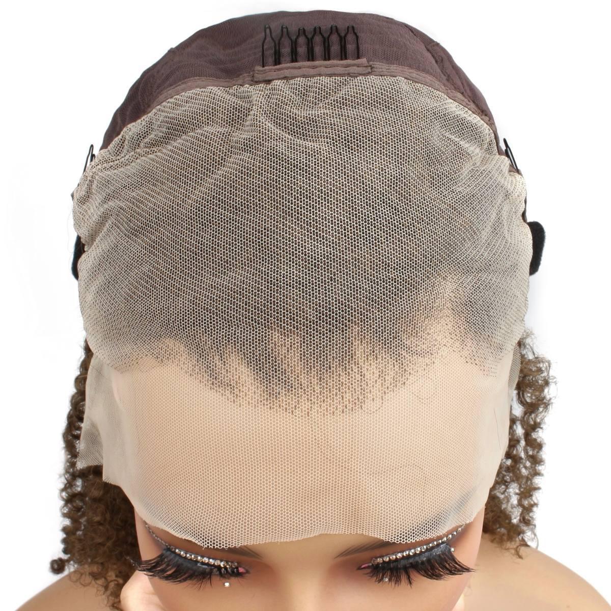Brown Kinky Curly 13x4 Transparent Lace Front Wig - Private Label