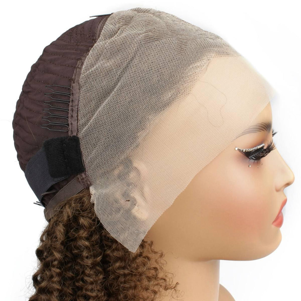 Brown Kinky Curly 13x4 Transparent Lace Front Wig - Private Label