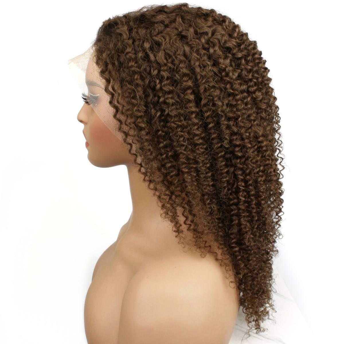Brown Kinky Curly 13x4 Transparent Lace Front Wig - Private Label