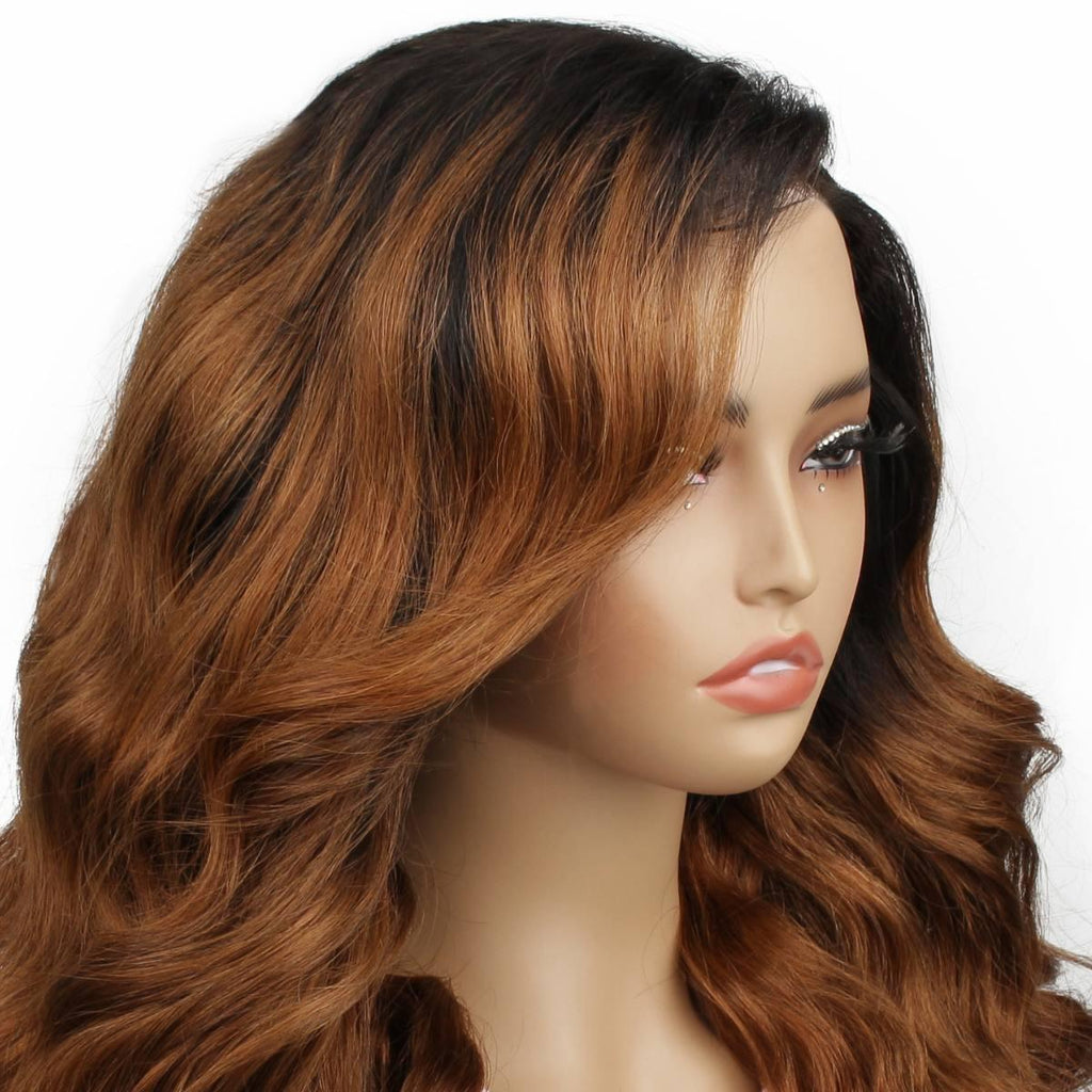 Brown Ombre Wavy 5x5 Transparent Closure Wig - Private Label