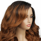 Brown Ombre Wavy 5x5 Transparent Closure Wig - Private Label