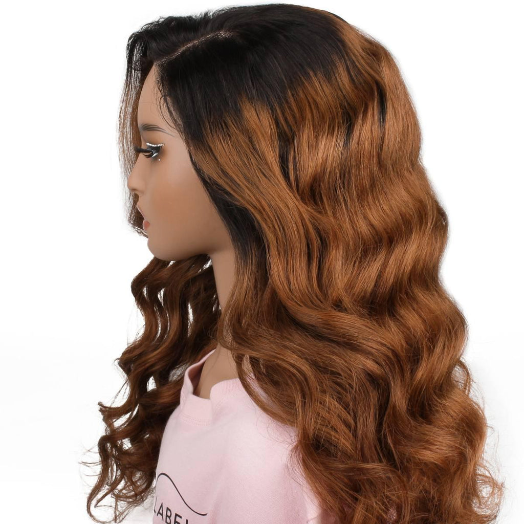 Brown Ombre Wavy 5x5 Transparent Closure Wig - Private Label