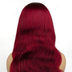 Burgundy Body Wave 13x4 Transparent Lace Front Wig - Private Label