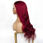 Burgundy Body Wave 13x4 Transparent Lace Front Wig - Private Label