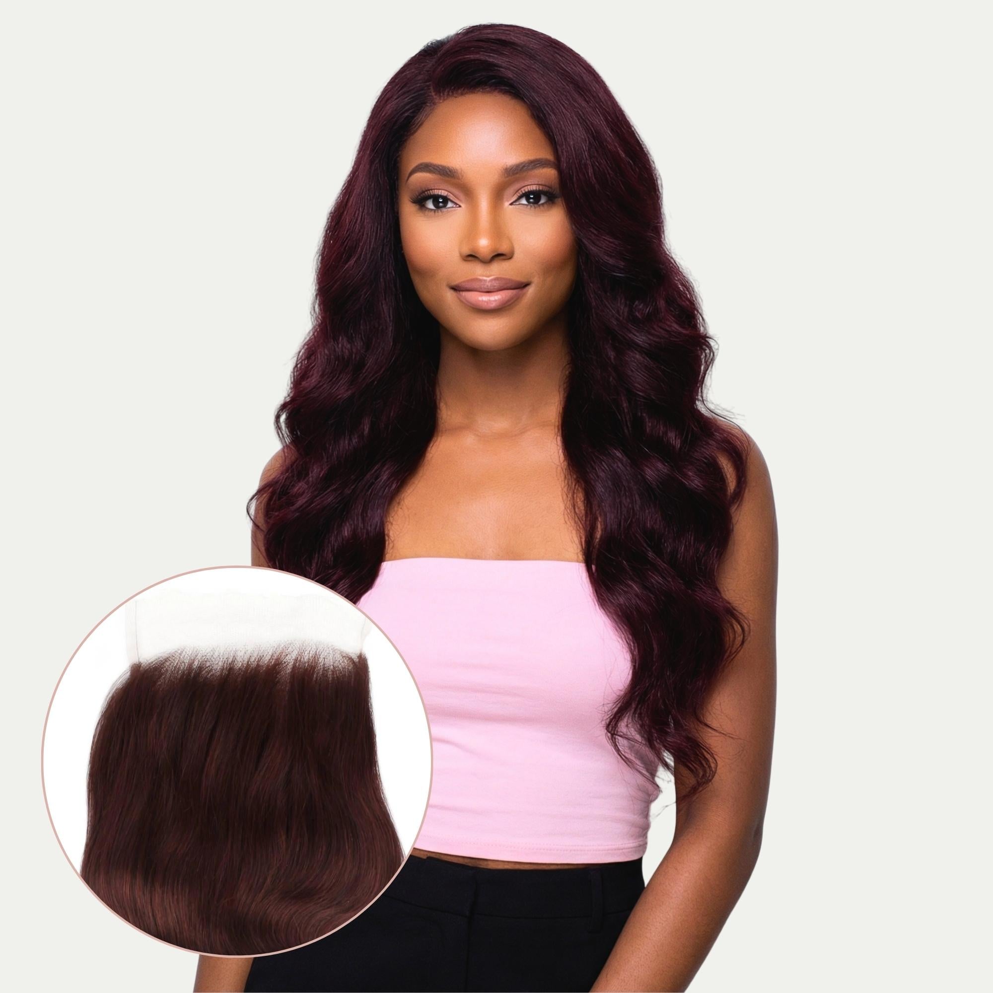 Burgundy Body Wave 5x5 HD Lace Human Hair Closure - Private Label
