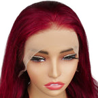 Burgundy Body Wave 13x4 Transparent Lace Front Wig - Private Label