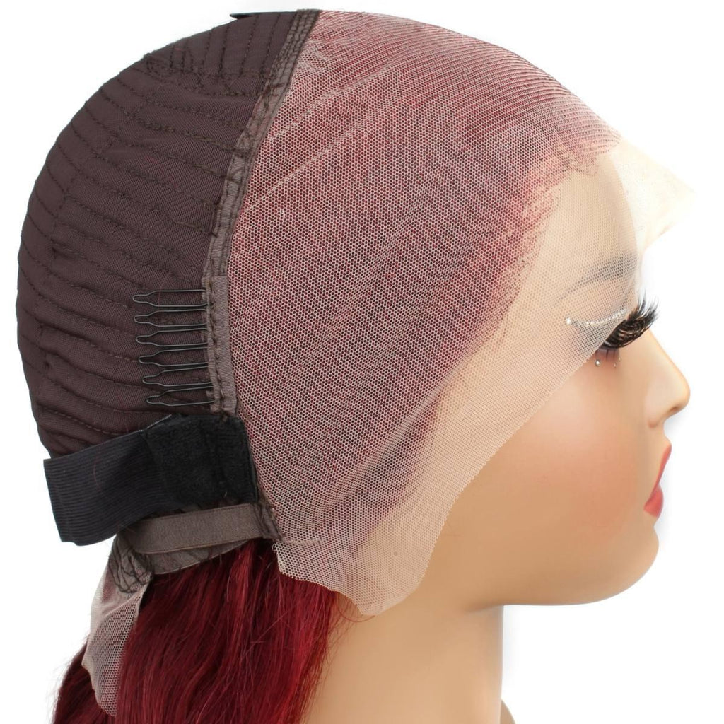 Burgundy Body Wave 13x4 Transparent Lace Front Wig - Private Label