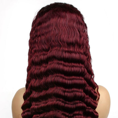 Burgundy Deep Wave 13x4 Lace Wig