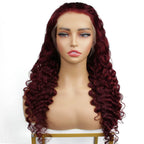Burgundy Deep Wave 13x4 Transparent Lace Front Wig - Private Label