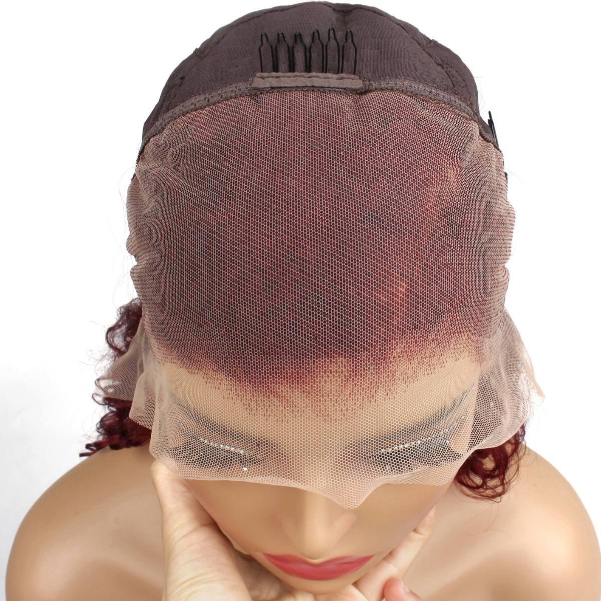 Burgundy Deep Wave 13x4 Transparent Lace Front Wig - Private Label