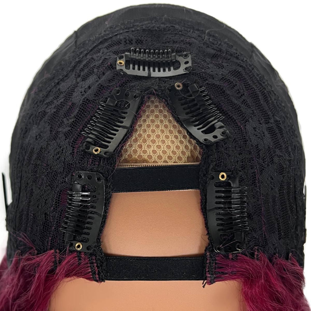 Burgundy Ocean Wave V Part 100% Human Hair Wig - Private Label