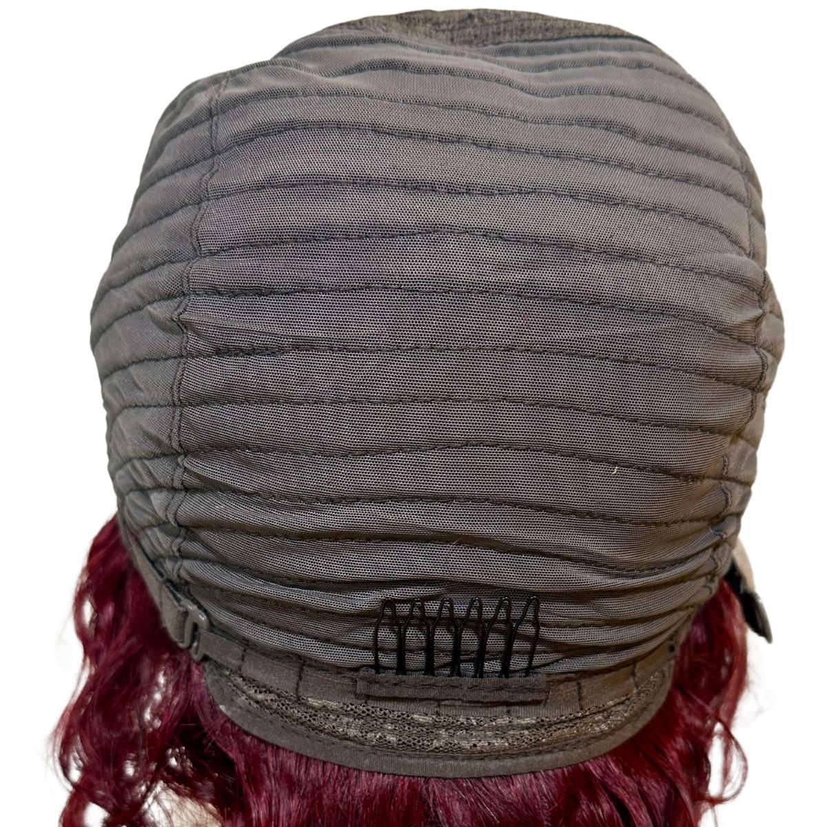 Burgundy Ombre Curly 13x1 Transparent Lace Front Pixie Wig Cap Back