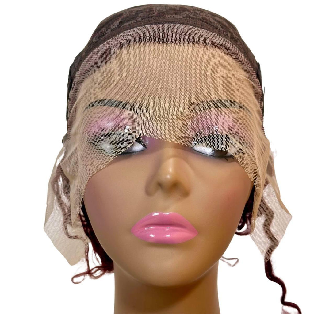 Burgundy Ombre Curly 13x1 Transparent Lace Front 100% Human Hair Pixie Wig - Private Label