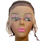 Burgundy Ombre Curly 13x1 Transparent Lace Front 100% Human Hair Pixie Wig - Private Label