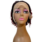 Burgundy Ombre Curly 13x1 Transparent Lace Front 100% Human Hair Pixie Wig - Private Label