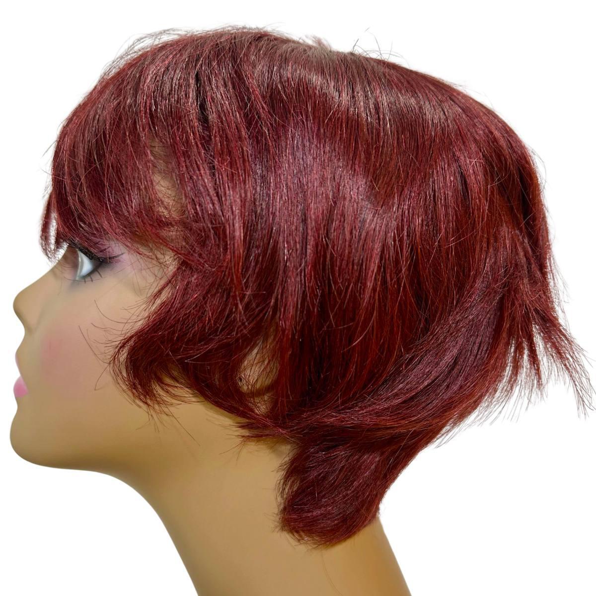 Burgundy Short Pixie Wig Side