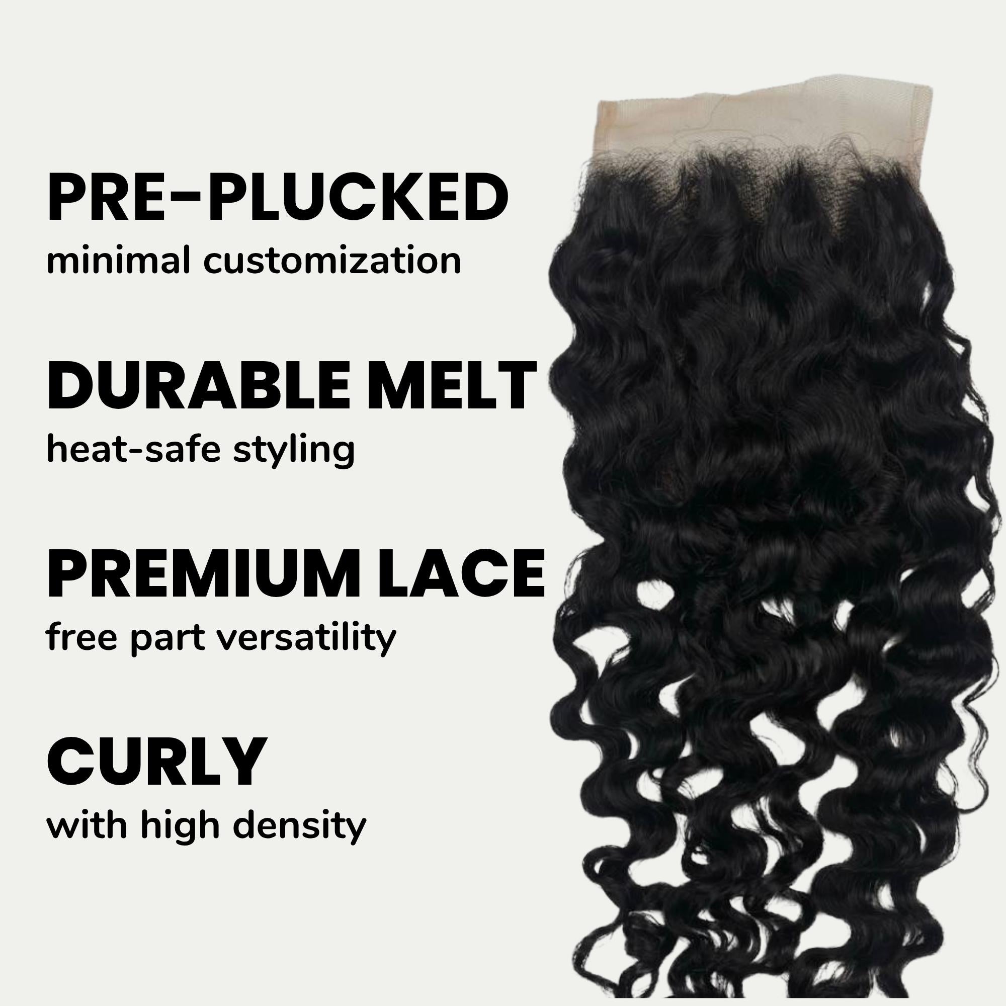 Burmese Curly 4x4 Swiss Lace Human Hair Closure - Private Label