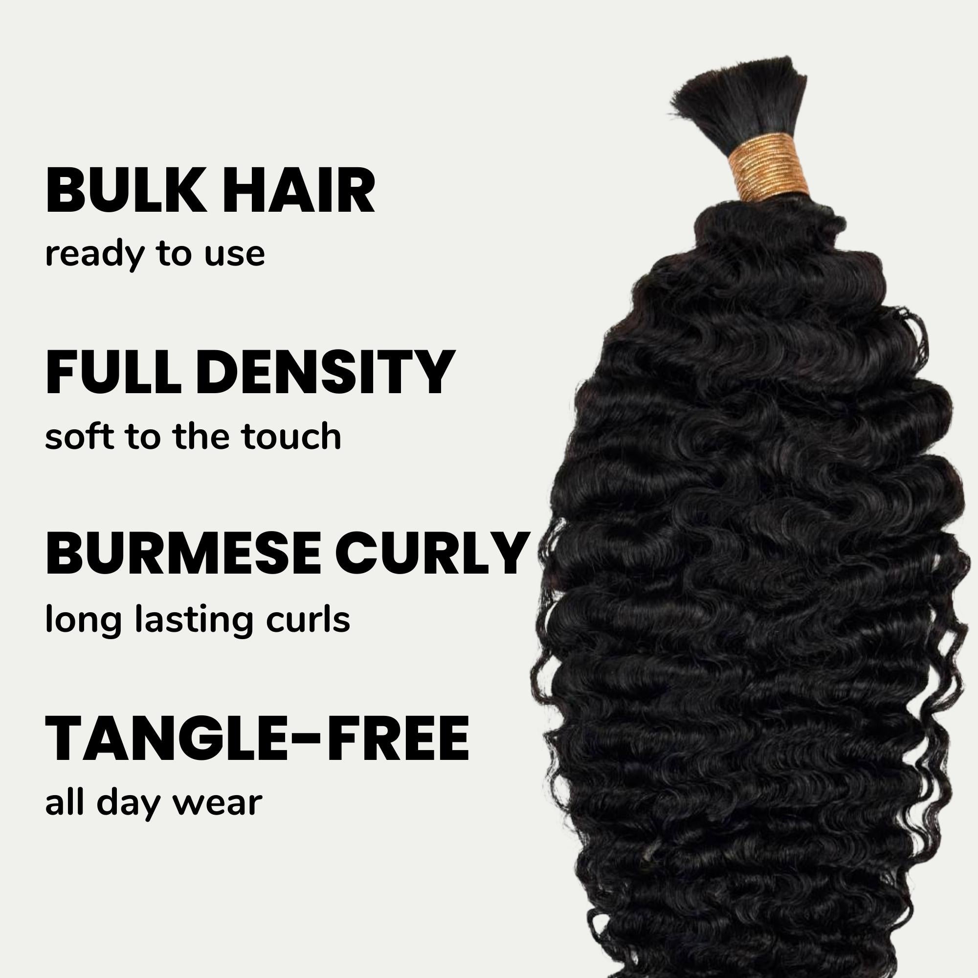 Burmese Curly Bulk 100% Human Braiding Hair - Private Label