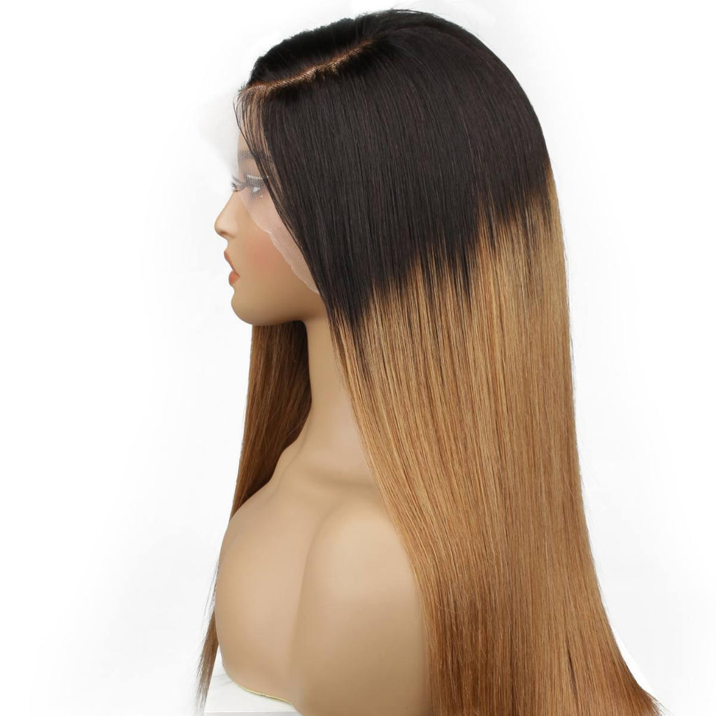 Chestnut Ombre Straight 13x4 Transparent Lace Front Wig - Private Label