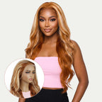 Copper Blonde Highlight Straight 13x4 Transparent Lace Front Wig - Private Label