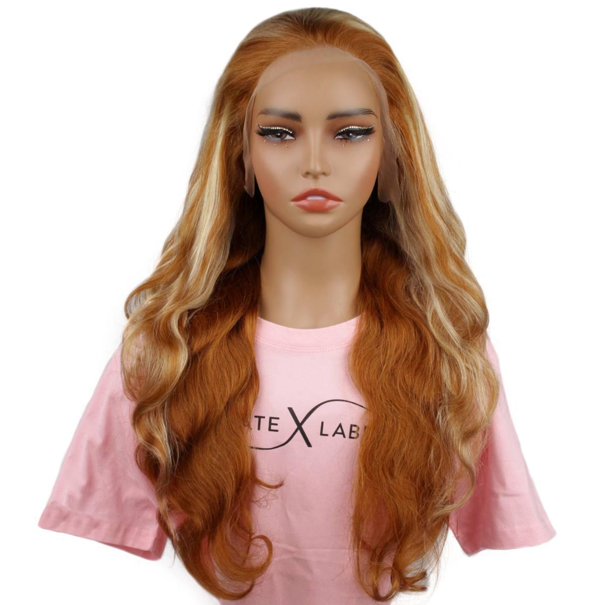 Copper Blonde Highlight Straight 13x4 Transparent Lace Front Wig - Private Label