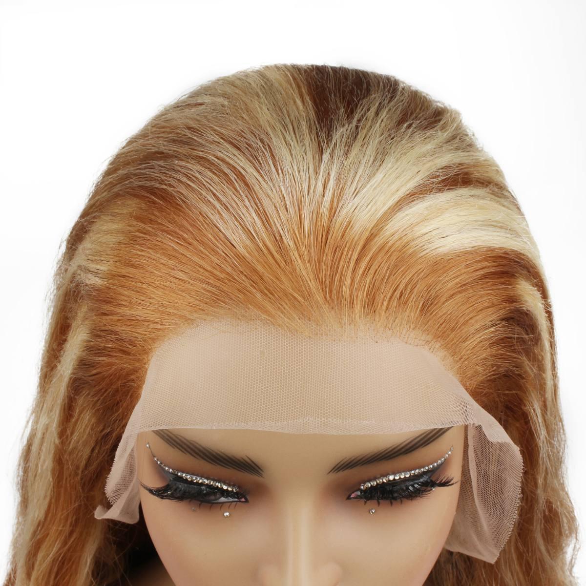 Copper Blonde Highlight Straight 13x4 Transparent Lace Front Wig - Private Label