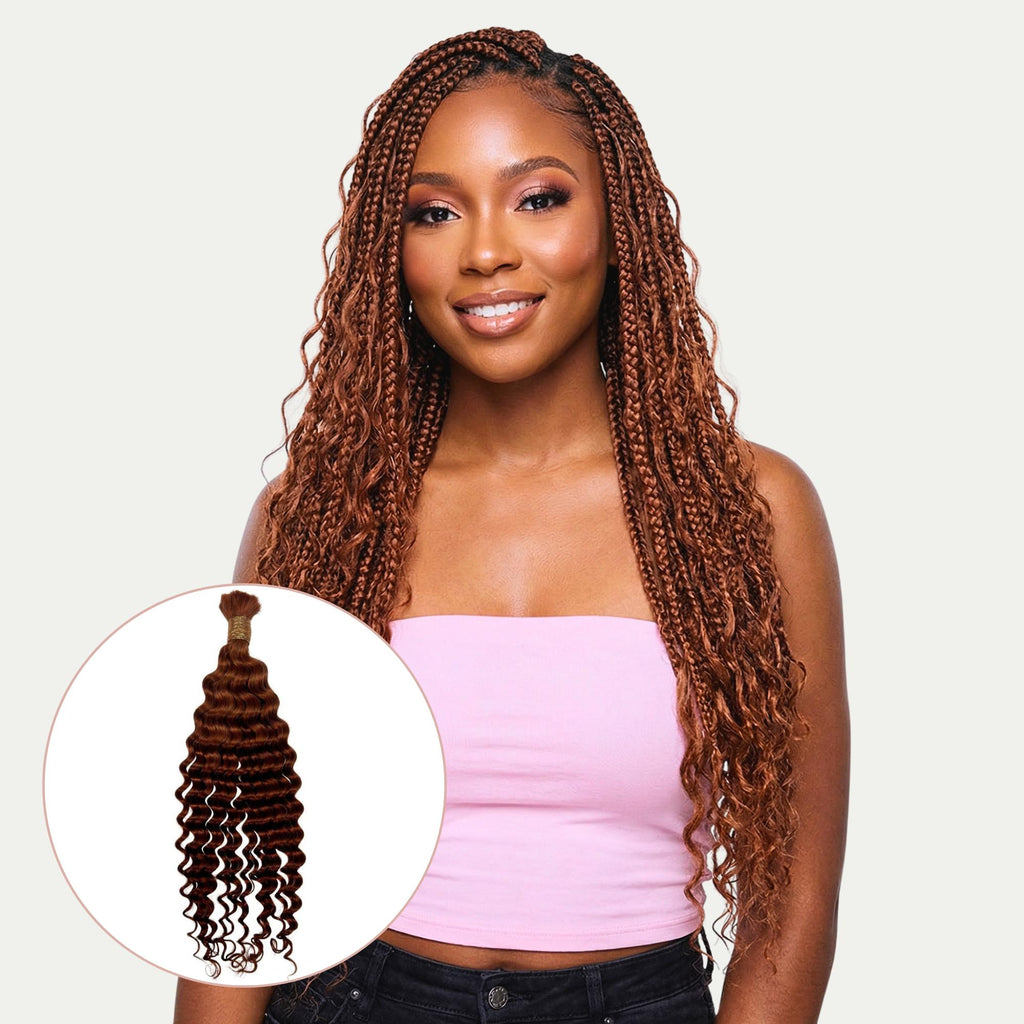 Copper Deep Wave Color 350 Bulk 100% Human Braiding Hair - Private Label