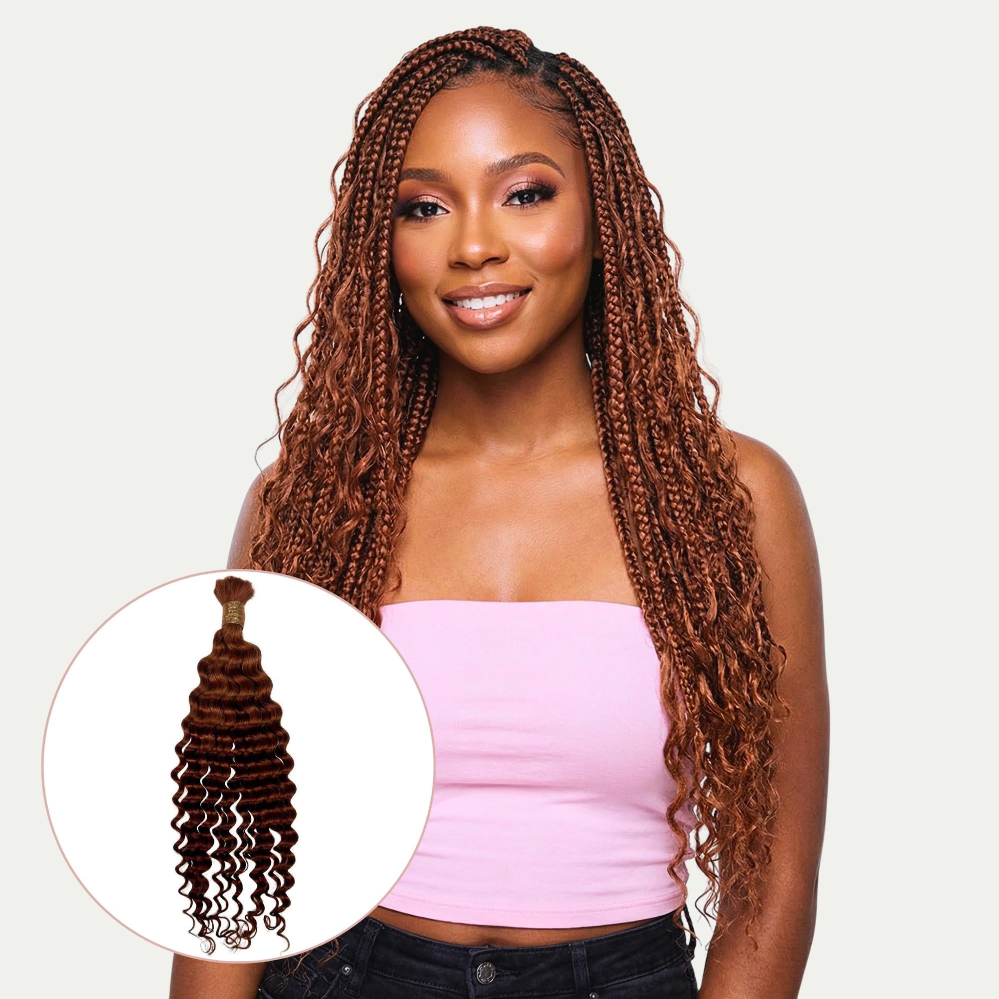 Copper Deep Wave Color 350 Bulk 100% Human Braiding Hair - Private Label