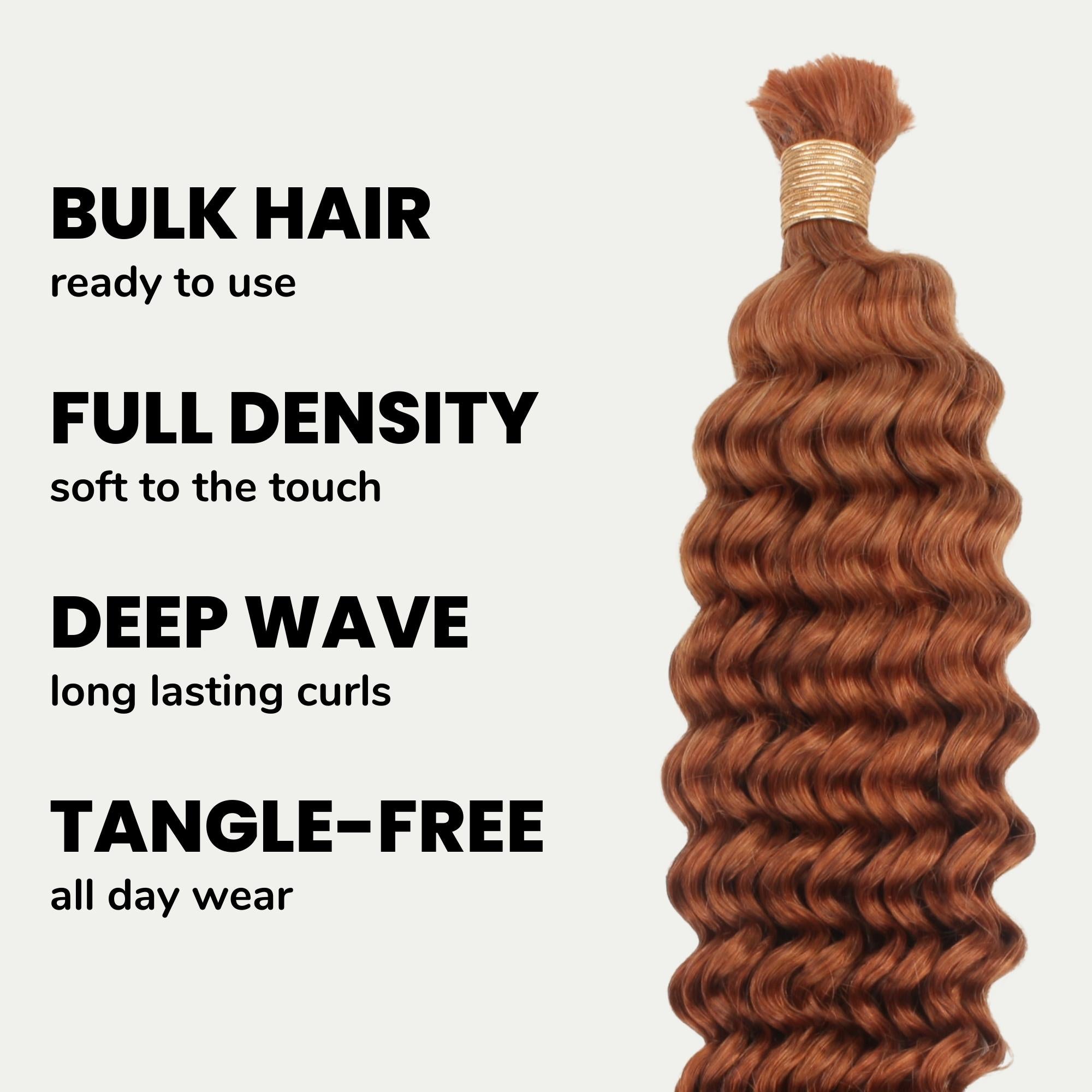Copper Deep Wave Color 350 Bulk 100% Human Braiding Hair - Private Label