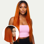 Copper Ombre Straight 13x4 Transparent Lace Front Wig - Private Label