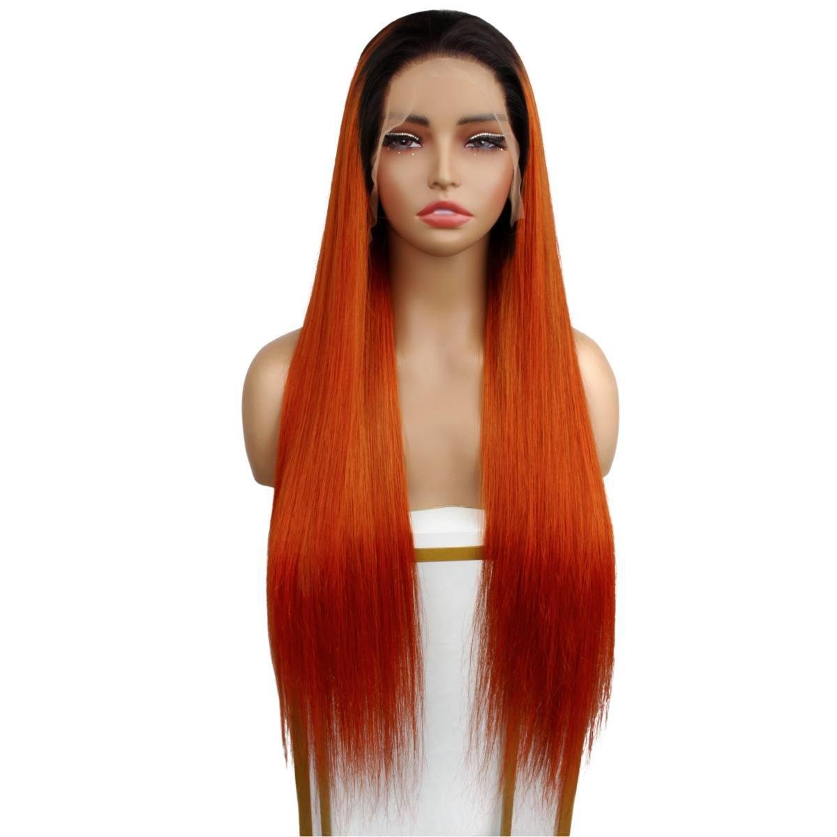 Copper Ombre Straight 13x4 Transparent Lace Front Wig - Private Label