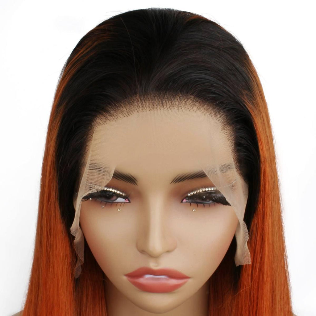 Copper Ombre Straight 13x4 Transparent Lace Front Wig - Private Label
