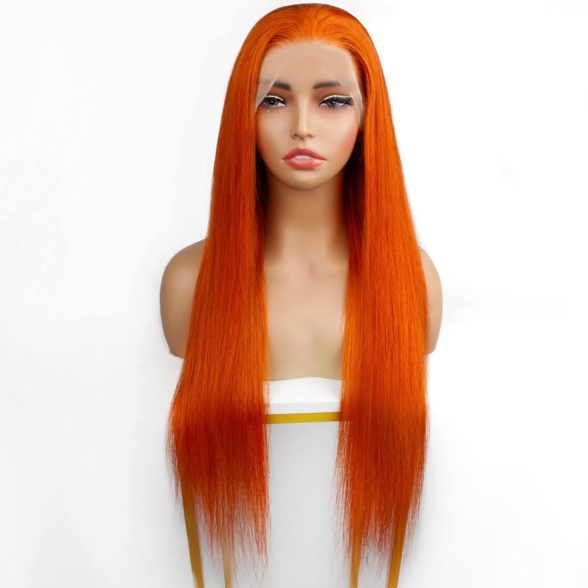 Copper Straight 13x4 Transparent Lace Front Wig - Private Label