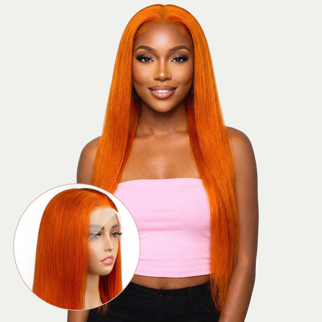 Copper Straight 13x4 Transparent Lace Front Wig - Private Label
