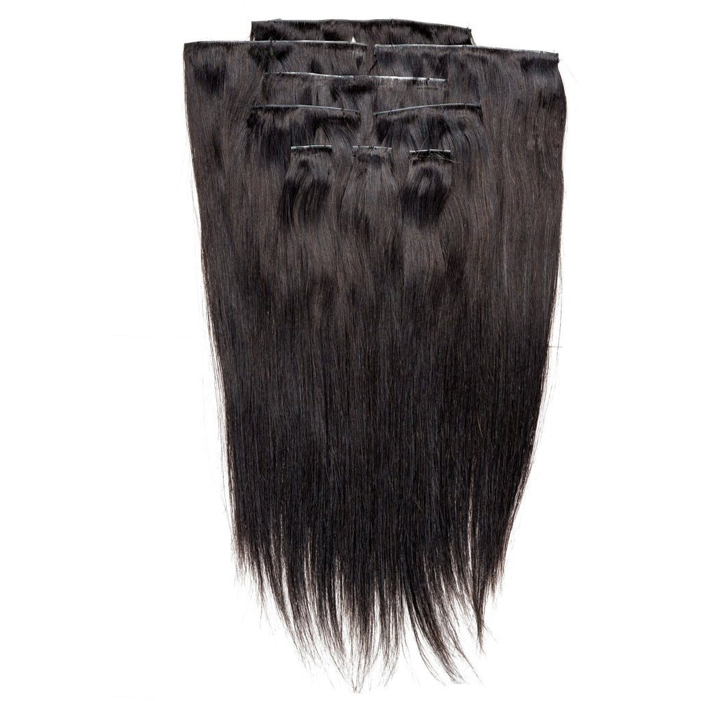 Invisible Straight 100% Human Hair Natural Black Clip - Ins - Private Label