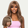 Dark Auburn Blonde Wavy 100% Human Hair Capless Bang Wig - Private Label
