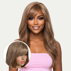Dark Auburn Blonde Wavy 100% Human Hair Capless Bang Wig - Private Label