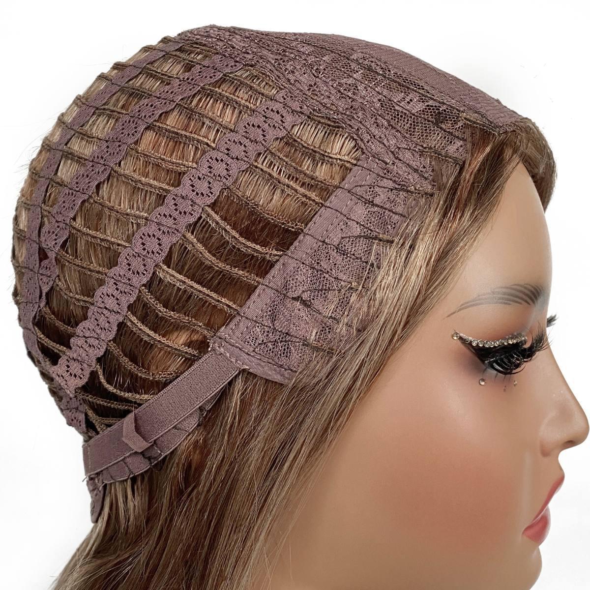 Dark Auburn Blonde Wavy 100% Human Hair Capless Bang Wig - Private Label