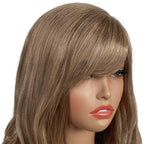 Dark Auburn Blonde Wavy 100% Human Hair Capless Bang Wig - Private Label