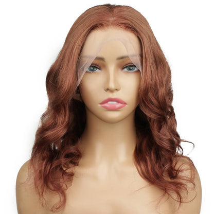 Dark Auburn Body Wave Full Transparent Lace 100% Human Hair Wig