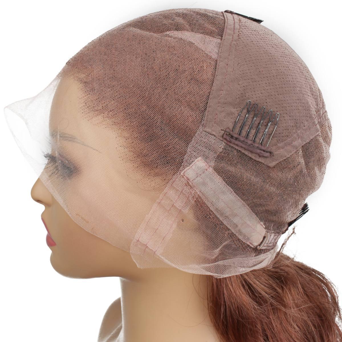 Dark Auburn Body Wave Full Transparent Lace 100% Human Hair Wig - Private Label