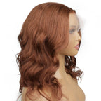 Dark Auburn Body Wave Full Transparent Lace 100% Human Hair Wig - Private Label