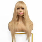 Dark Blonde Straight 100% Human Hair Capless Bang Wig - Private Label